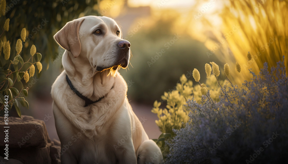 Labrador Retriever in the garden. Illustration - Animals Labrador Retriever in the garden. Illustration - Animals