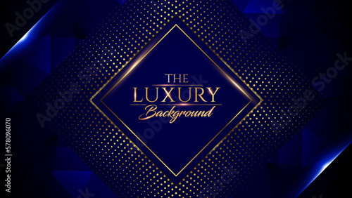 Blue Golden Award Background. Diamond Luxury Graphics. Stage Motion Visuals. Disco Retro Social Media Post. Elegant Luxury Shine Modern Template Certificate. 