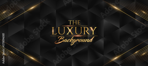Black Golden Royal Awards Graphics Background. Diamond Triangle Shape. Elegant Shine Modern Template. Luxury Premium Corporate Brochure. Abstract Certificate Banner Dynamic Crystal Polygonal Design.