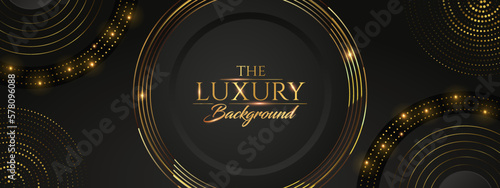 Black and Golden Color Round Ring Circle Award Background. Luxury Background Graphics. Modern Abstract Template. Expensive Analog Time Clock watch. Golden Gradient Tunnel Hud Motion Look Design. 