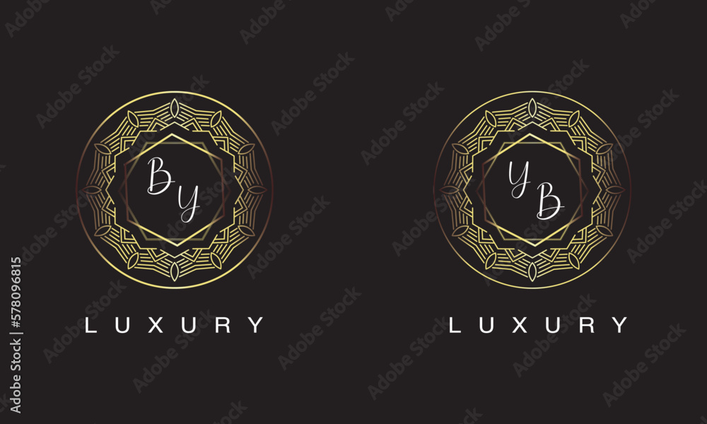 BY and YB logo luxury logo design. BY and YB logo luxury logo design.
