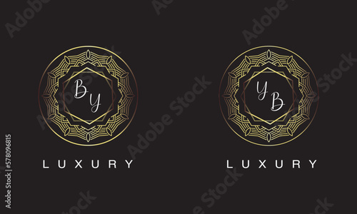 BY and YB logo luxury logo design.