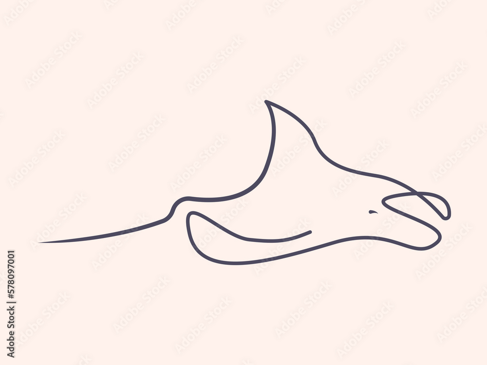 Continuous one line drawing of manta ray. Simple illustration of stingray fish line art vector illustration Continuous one line drawing of manta ray. Simple illustration of stingray fish line art vector illustration
