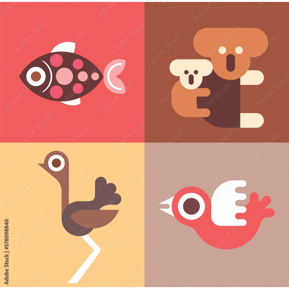 animals-fish-and-birds-bundle-of-vector-icons