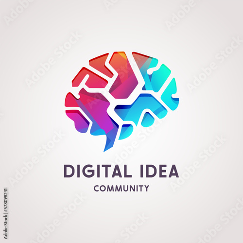 Abstract colorful brain sign emblem