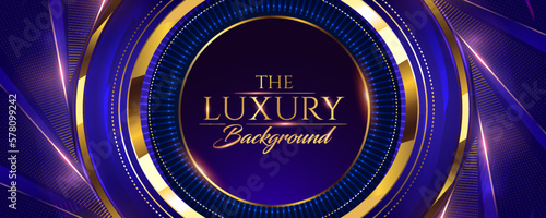 Blue and Golden Color Round Ring Circle Award Background. Luxury Background Graphics. Modern Abstract Template. Expensive Looking Amazing Look. Golden Gradient Tunnel Hud Motion Look Design. 