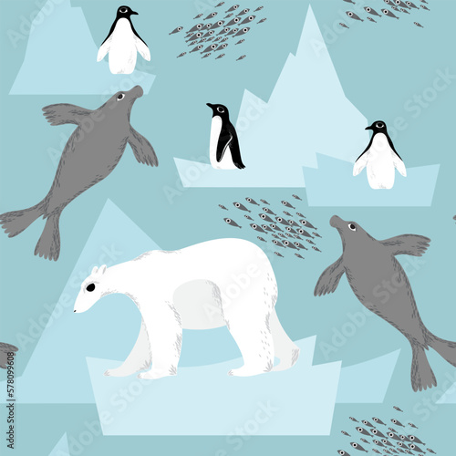 seamless pattern with arctic animals