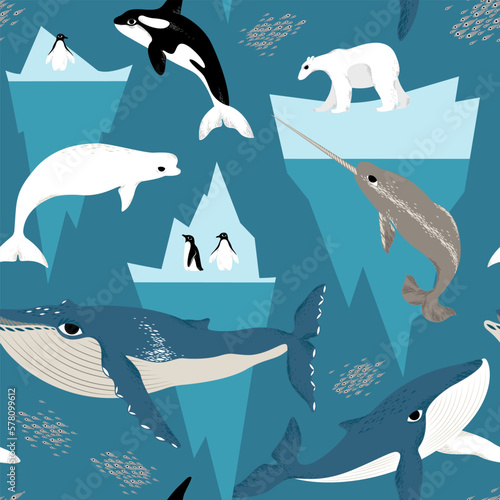 seamless pattern with arctic animals