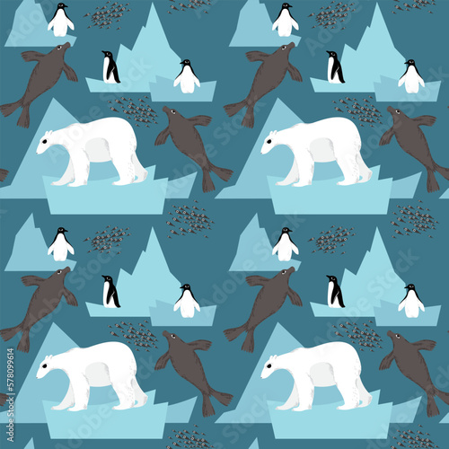 seamless pattern with arctic animals