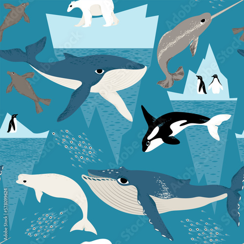 seamless pattern with arctic animals