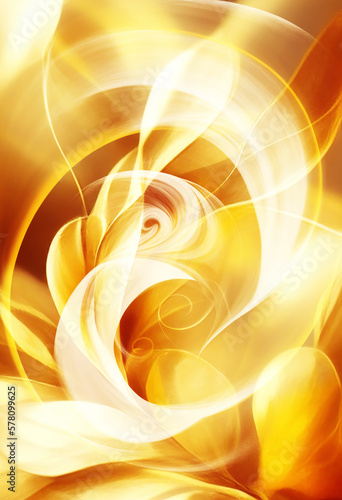 Beautiful golden flower background, Golden abstract background. Digital art.