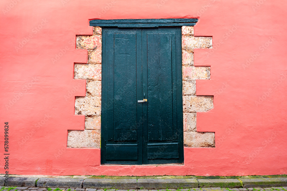 Colorful facade with door
