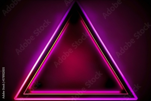 "Triangular Radiance: Creating a Bold Statement with a Neon Frame in Red and Purple-Pink Color"