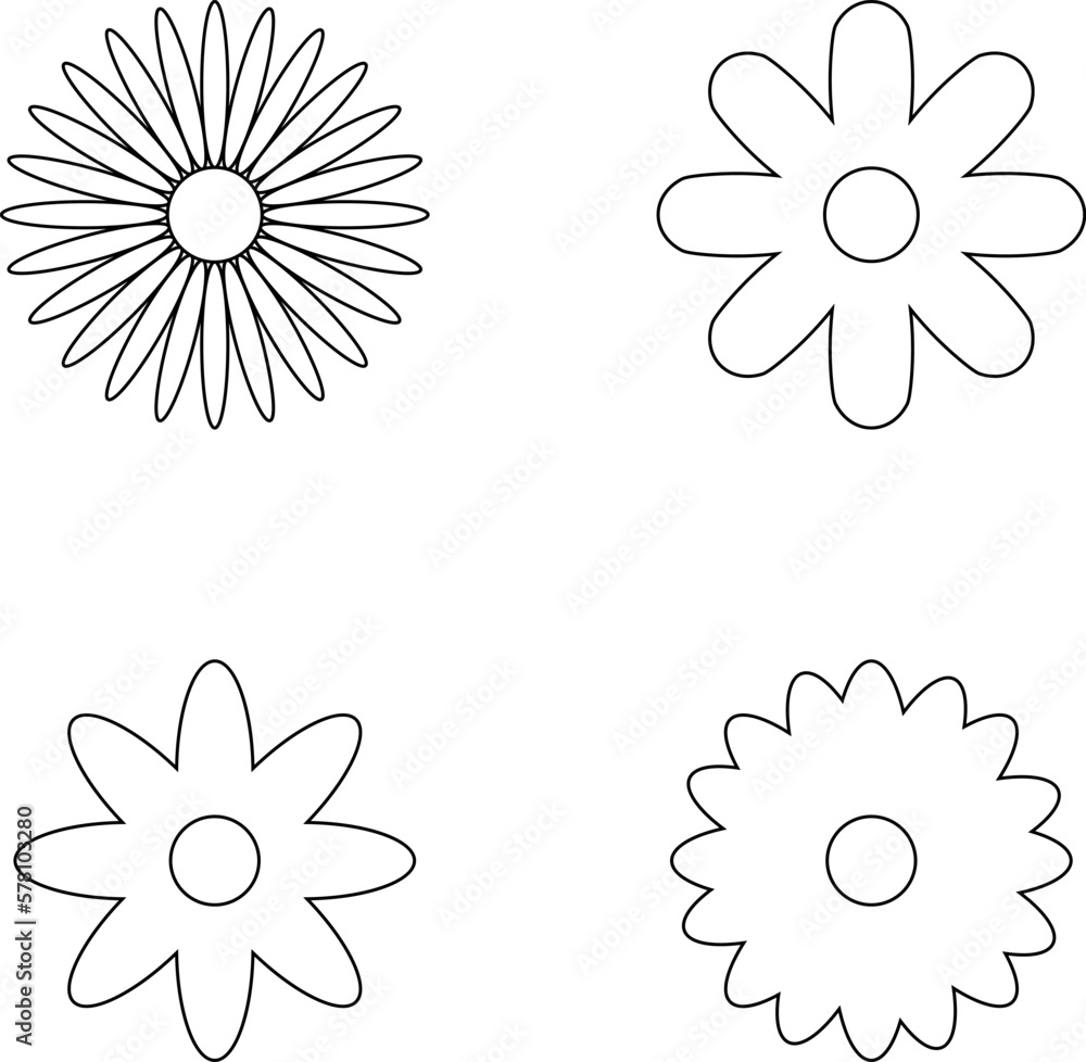 Flowers linear icons set. Flowers images vector illustration. Flowers linear icons set. Flowers images vector illustration.