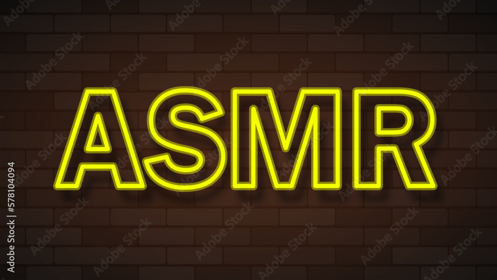 Vector realistic isolated neon sign of ASMR logo for template decoration and covering on the background.