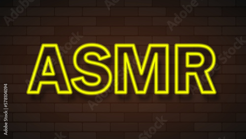 Vector realistic isolated neon sign of ASMR logo for template decoration and covering on the background.
