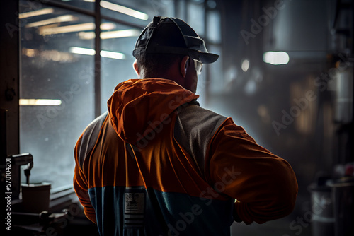 Industry worker in safety clothes. Generative AI