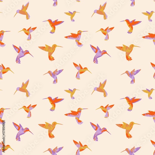 Seamless pattern with hummingbirds  for paper  fabric. Spring mood