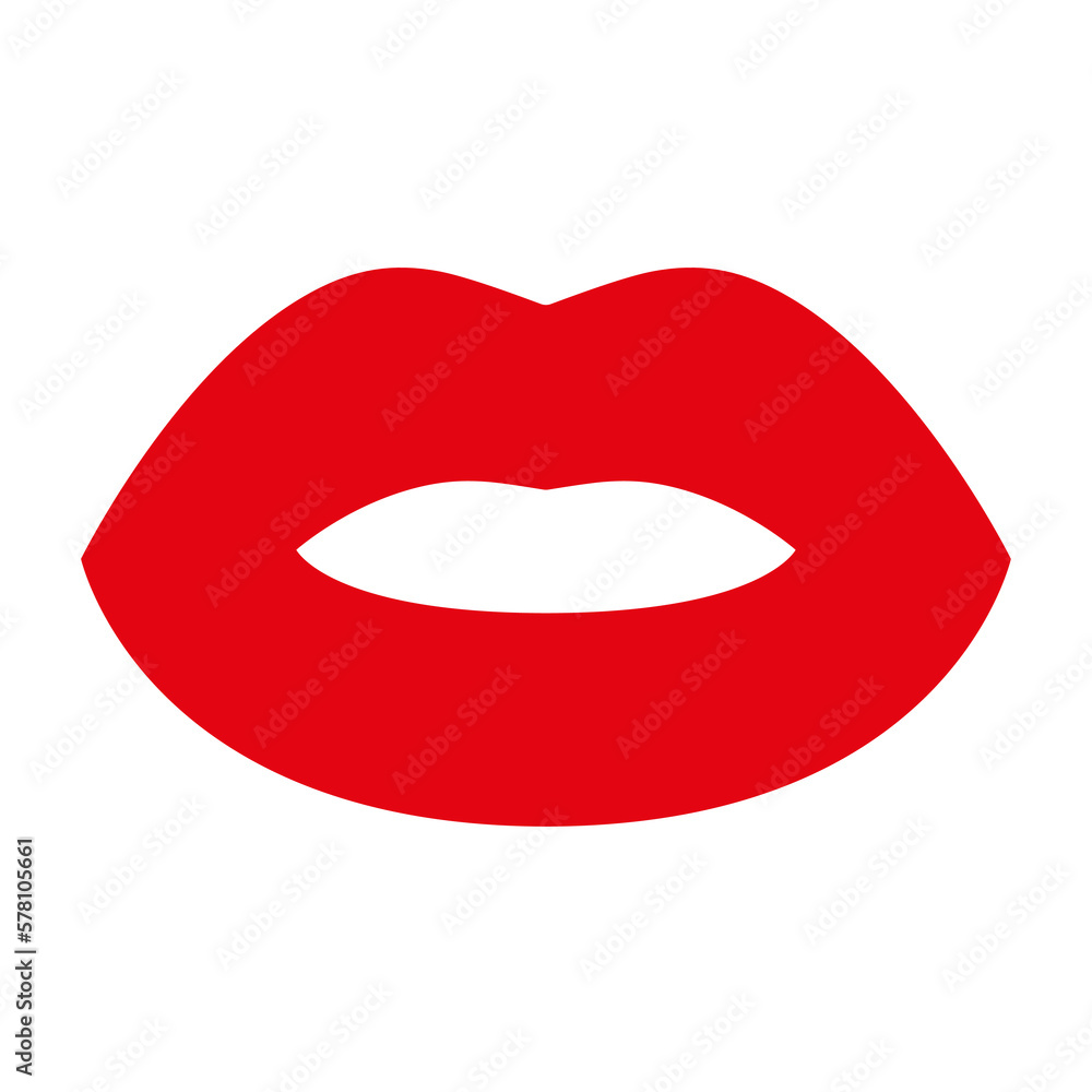 Red lip icon. Vector illustration isolated on white background Red lip icon. Vector illustration isolated on white background