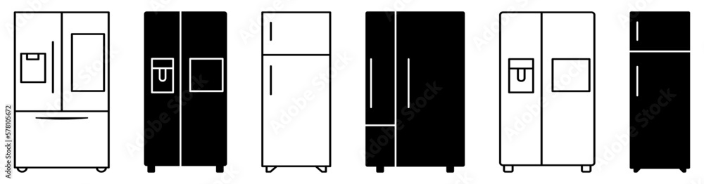 Refrigerator icon set. Vector illustration isolated on white background