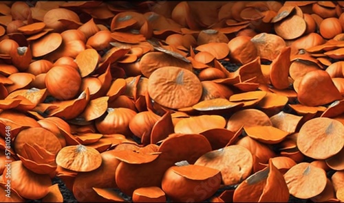  a pile of oranges that are on the ground together. generative ai