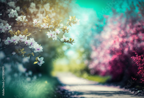 A Vibrant Spring Wonderland: AI-Generated Nature Scene with Bright Colors and Peaceful Atmosphere
