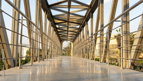 Iron bridge structure for pedestrian crossing in downtown cairo egypt