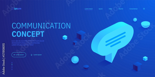 Speech bubble message icon in isometric view. Online talking, communication, conversation, chatting, feedback, comment concept. Vector illustration for visualization of business presentation