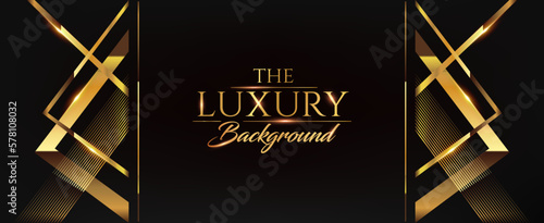 Black Golden Award Background. Lines Frame Corner. Elegant Shine Modern Stripe Template Arrow Luxury Premium Corporate Abstract Design Template Banner Certificate  Modern label Dynamic Shape Design.