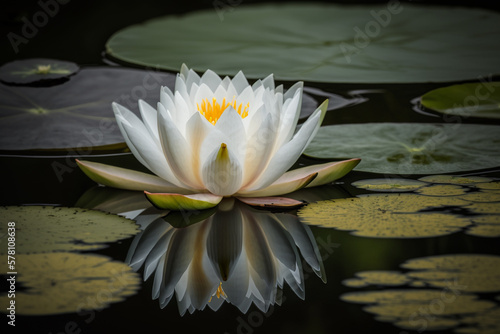 A white water lily in a pond