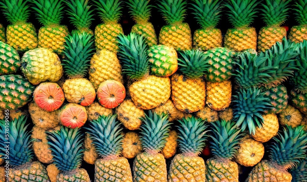 a bunch of pineapples are stacked on top of each other. generative ai a bunch of pineapples are stacked on top of each other. generative ai