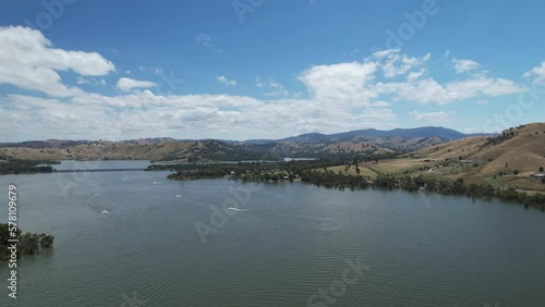 Spectacular aerial footage of Lake Eildon Bonnie Doon Victoria Australia photo