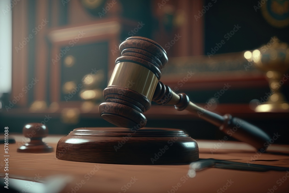 Honorable Female Judge Pronouncing Sentence, striking Gavel. Focus on ...