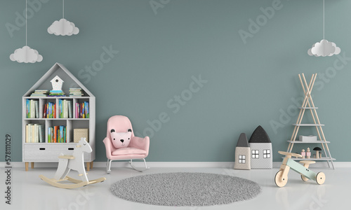 Child room interior with copy space, 3D rendering