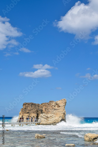 Beautiful view of cleopatra beach in marsa matrouh Egypt during daytime and cloudy days photo