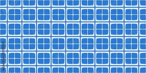 Blue quarters that make up a repeating tile. Print for interior and design, pillows, notebooks, textiles, wallpaper, packaging.