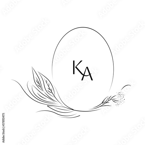 Floral branch and leaves for wedding invitation, save the date card, labels, branding business identity. Botanical rustic trendy greenery. Elegant logo templat. Vector illustration isolated on white