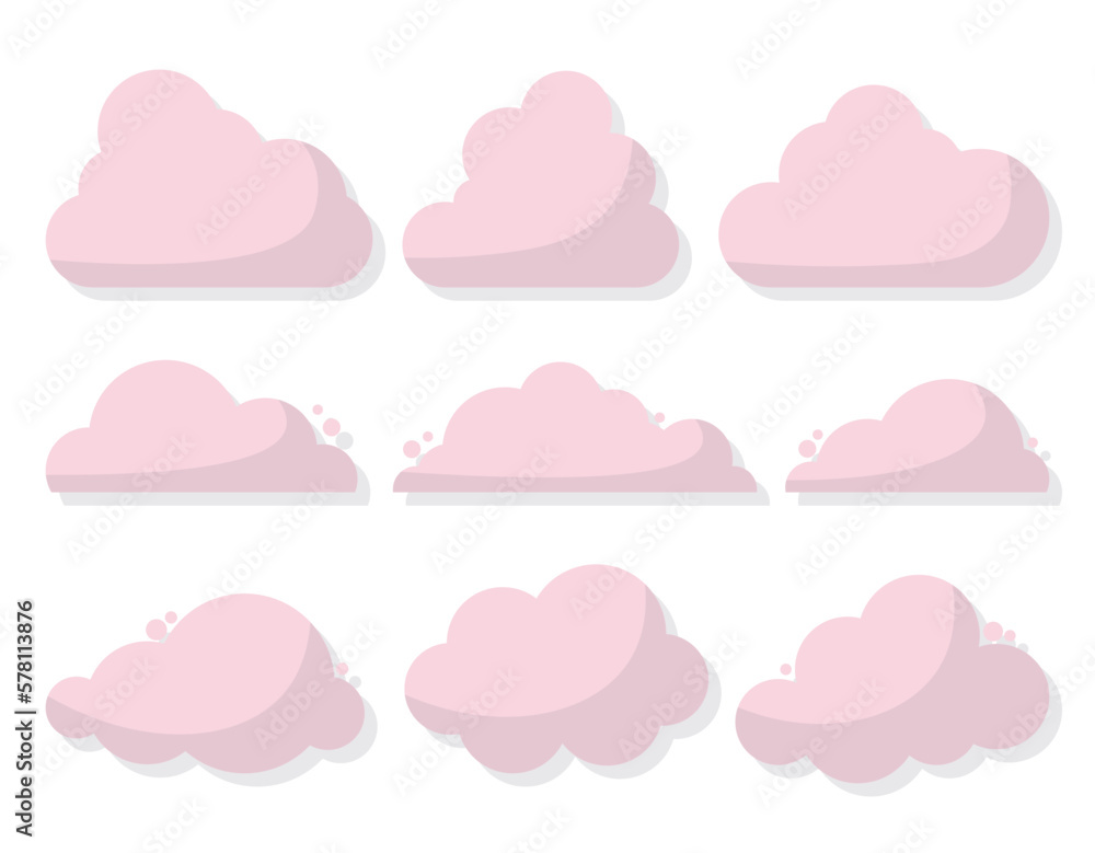 Set of Pink Cloud Icons in trendy flat style isolated on white background. Cloud symbol for your web site design, logo, app. Vector illustration Set of Pink Cloud Icons in trendy flat style isolated on white background. Cloud symbol for your web site design, logo, app. Vector illustration