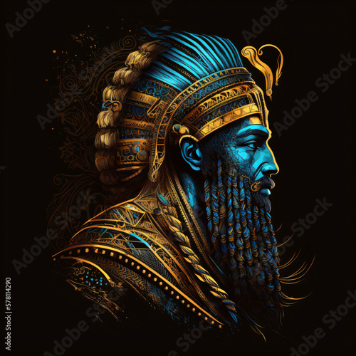 Mesopotamia mythological king god fantasy character portrait isolated Generative Ai