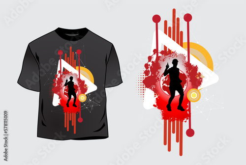 T-shirt template with graphic sport template, ready for maraton or jogging, vector