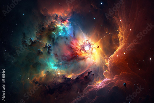 Colorful nebula in space photo
