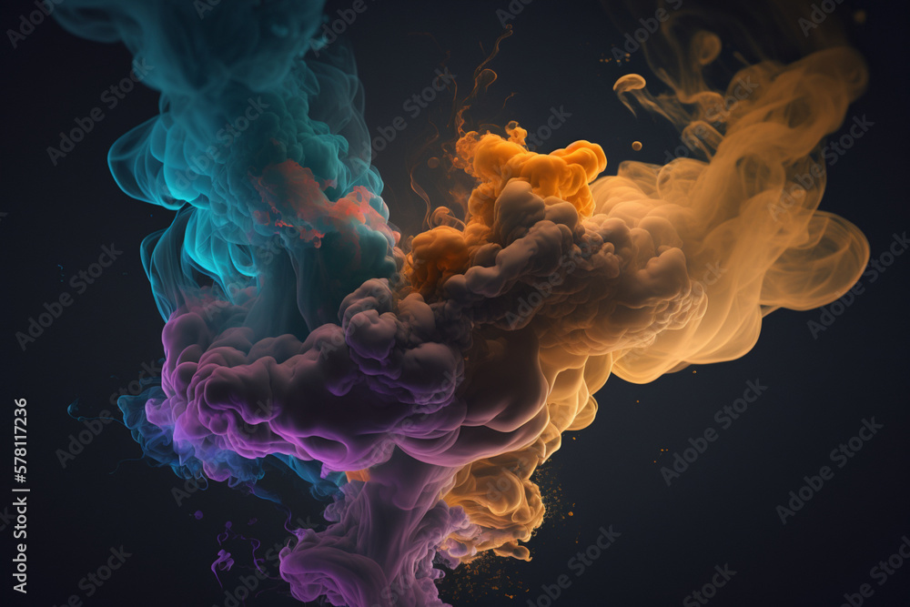 Colorful smoke on black background photo