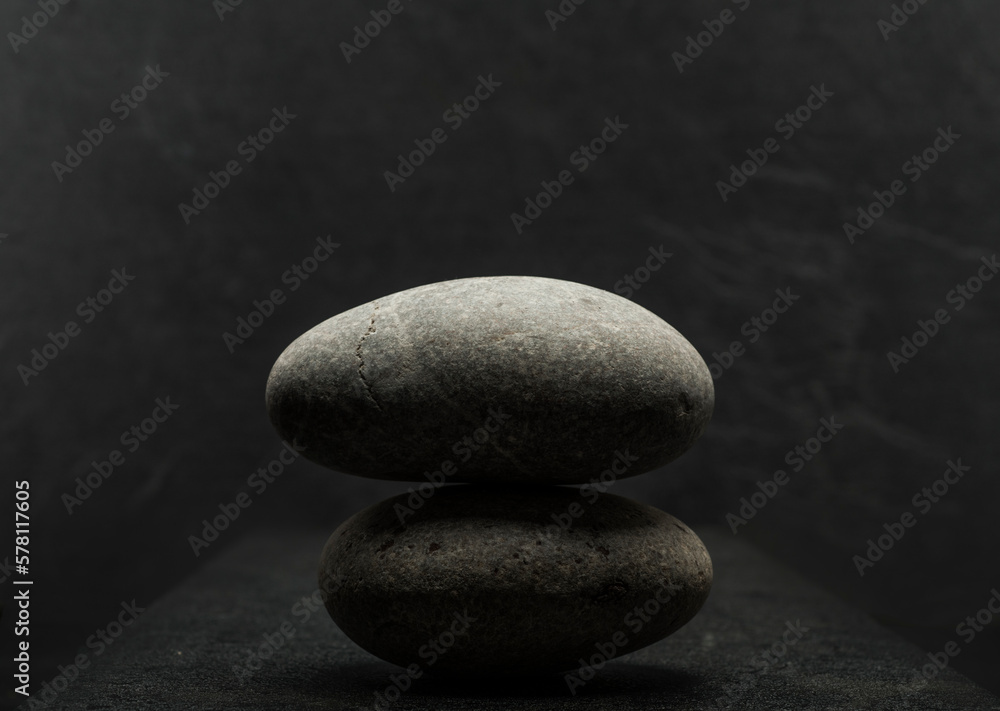 gray zen stone with shadow on dark gray background for podium background gray zen stone with shadow on dark gray background for podium background