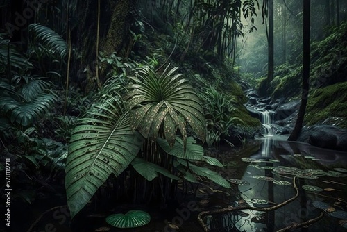 Rainforest landscape. Generative ai.