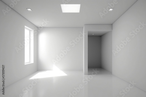 Contemporary white empty room without furniture. Ai generative