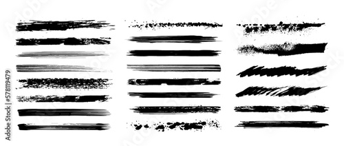 Wallpaper Mural Great artistic ink box. Highlighters, brush stroke, brush pen hand drawn underline, marker line, paintbrush, texture set. Ink brush stroke grunge. Stencil dried paint with beautiful splashes. Vector Torontodigital.ca