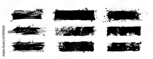 Fotografija Blank texture, Grunge stencil frames, paintbrush callout titles for text