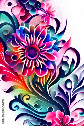 flower style smoke line fire ornament background multicolored, abstract lovely floral textured backdrop - generative ai
