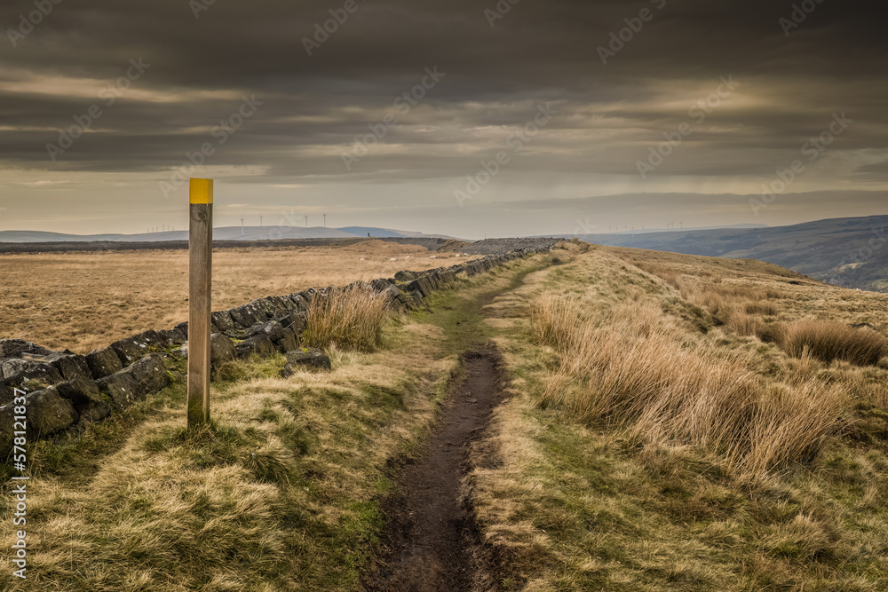 Hiking along the Pennine Way between Hebden Bridge and Todmorden in the Southern Pennines