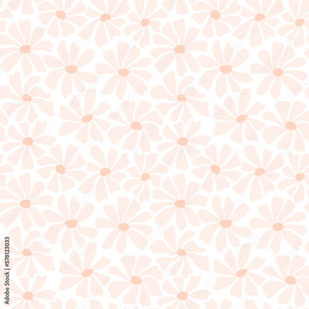 Groovy daisy flower seamless pattern. Cute hand drawn floral background. Groovy daisy flower seamless pattern. Cute hand drawn floral background.